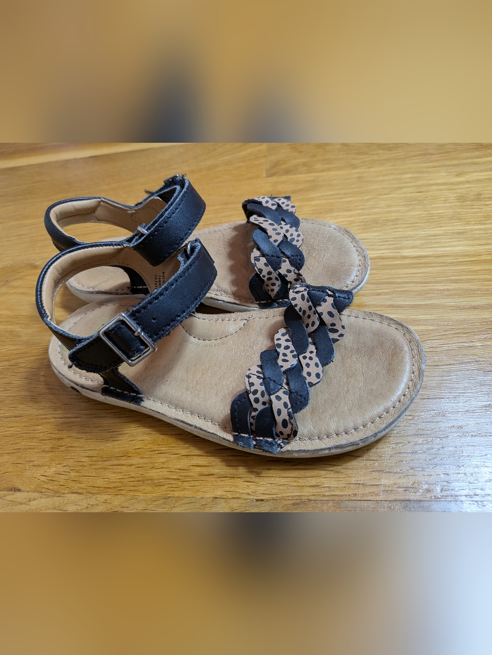 Stride Rite Black and Tan Braided Strap Kids Sandals - Picture 4 of 8